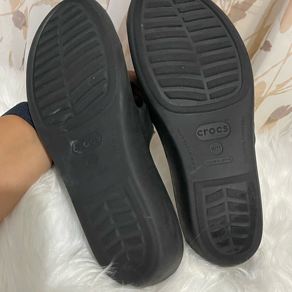 ✨CROC PATRICIA BLACK SLIDE SANDALS SLIPPERS SHOES SZ 11 GREAT CONDITION! - Picture 2 of 5